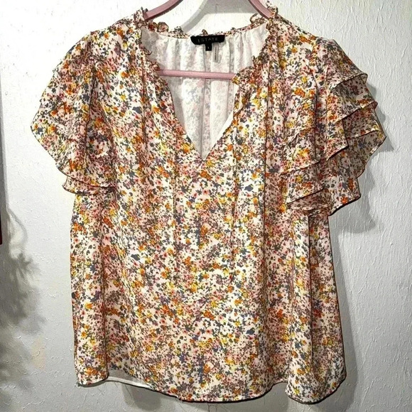 1. State Flutter Sleeve Floral Top Size Large - Picture 1 of 5